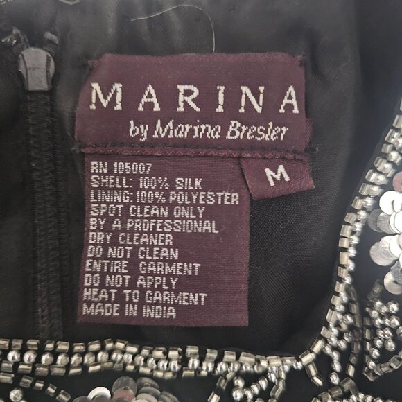 Marina By Marina Bresler Vintage Sequined & Beaded Scalloped Edge Blouse Medium - Picture 9 of 14